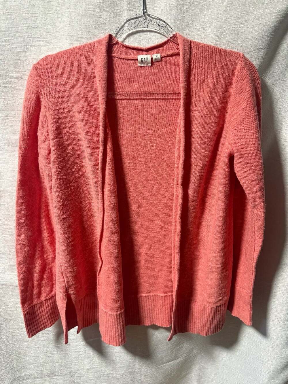 Gap Coral Open-Front Lightweight Cardigan Sweater